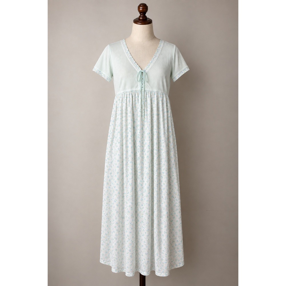 Vintage 90s Victorias Secret Country Floral Cottagecore Nightgown Mint Green M